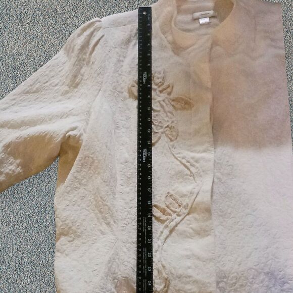 CJ Banks Womens  3X Ivory Applique Floral Textured Button Down Jacket - Picture 4 of 11